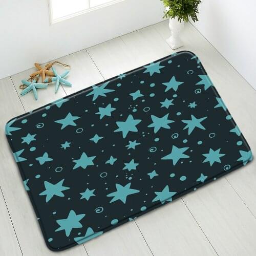 Cartoon Star Moon Non-Slip Bathroom Mat Black Night Starry Sky Bedroom Kitchen Doormat Indoor Floor Mats Absorbent Home Carpet