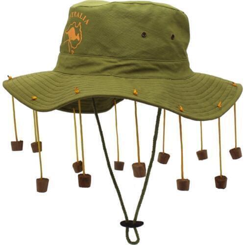 Outfly Australia Folk Customs Hat 12 Beads Tassel Cotton Wide Eaves Bucket Mens Hat Summer Sunshade UV Hat