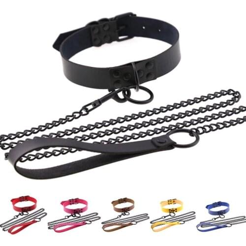 DIEZI Punk Vintage Exaggerated personality Leather O Shape Necklaces For Women Metal Round Gothic Collar Necklace Choker Jewelry