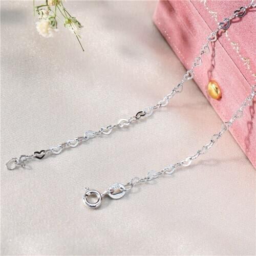 " Fake One Penalty Ten " 2Pcs 925 Sterling Silver Plated 18K Gold Heart Link Chain Necklaces Jewelry Making Findings
