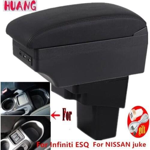 Armrest Box for Nissa Juke Infiniti ESQ Center Centre Console Storage Double layer leather ashtray USB Charging accessories box