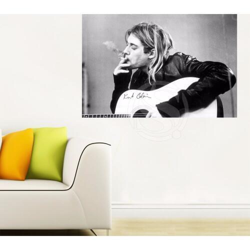 Drop Shipping Custom GB Eye kurt Cobain Smoking Canvas Painting cloth print DIY Fabric Poster Wall Silk Poster F620W#-33