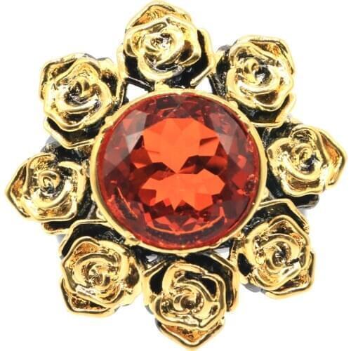 30x30mm Gothic 17.9g Handmade Carved Sunflower Rings for Women Created Orange Spessartine Garnet Pink Tourmaline Dating Jewelry