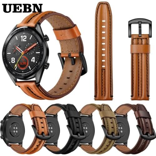 UEBN Genuine Leather Strap For Huawei Watch GT 2 46mm Band Watchband for Watch GT 2e & HONOR Watch Magic bracelet watchbands