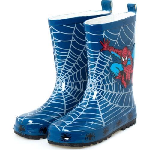 Spot boy blue spider man rain boots rubber rain boots childrens non-slip shoes size23--35