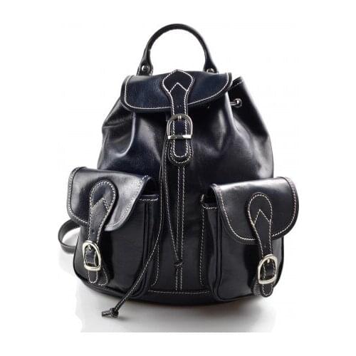 Backpack leather blue backpack genuine leather travel bag weekender sports