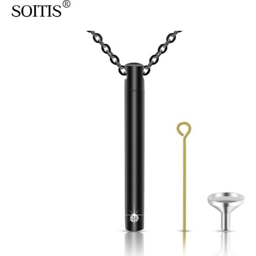 SOITIS 5Pcs/Lot High Quality Cylinder Crystal Pendant Decoration Keepsake Openable Cremation Ash Fillabled Necklace