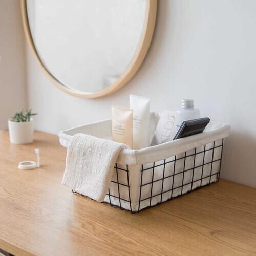 Iron art cosmetic storage basket snack storage box desktop storage frame mask storage basket toy storage