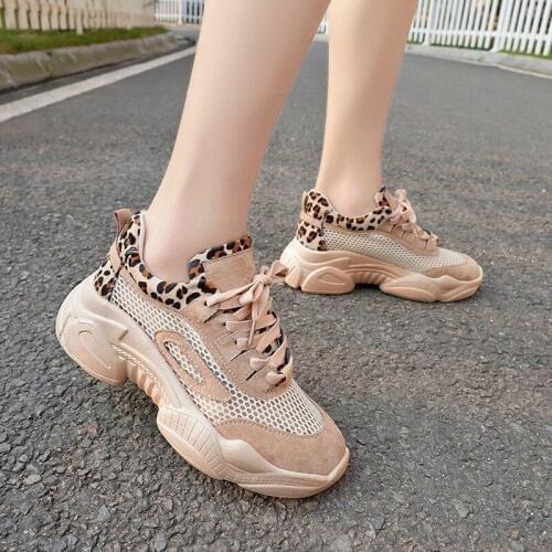 2019 autumn Fashion New sneakers woman Thick-soled Screen Breathable Leopard Pattern casual shoesTenis Feminino Zapatillas C2-28