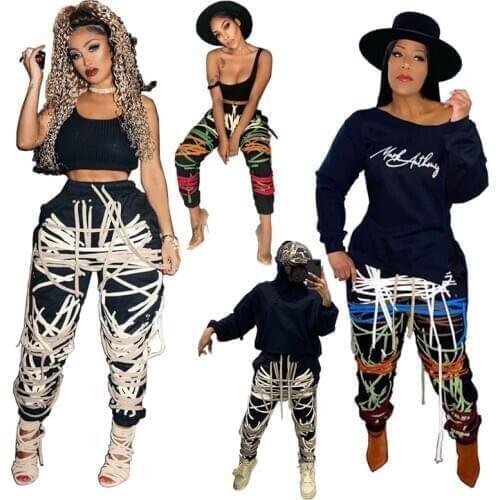 Women Trousers Sweat Suits Streetwear Clothing Fashion Bandage Wholesale Panties Joggers Sweatpants Pants Women
