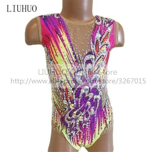 LIUHUO Womens Girls' Adult Sleeveless Performance Rhythmic Gymnastics Competition Leotard Ice Figure Skating Dress Dance Kids