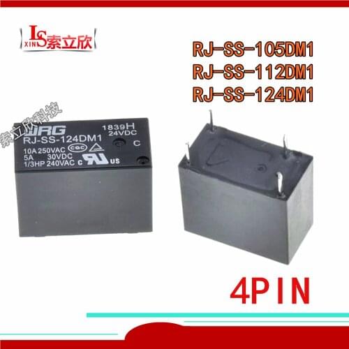 10PCS/LOT 100%Original New Relay RJ-SS-105DM1 5VDC RJ-SS-112DM1 12VDC RJ-SS-124DM1 24VDC RJ SS 112DM1 12V 24V 10A 4PIN