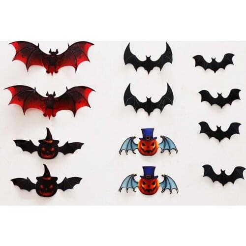 12pcs/lot 3D Halloween Bat Pumpkin Vivid Wall Stickers Decorative Stickers Party Home Decoration Art Decals on the Wall PVC