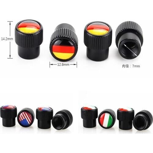 4Caps/Set Auto Tire Valve Caps Qualified Covers China Germany Italy France UK USA National Flags Car Tyre Accessories
