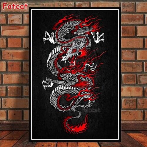 Japanese style dragon diy 5d diamond Painting Full Square Round drill Bushido diamond embroidery home decor drop shipping PP1869