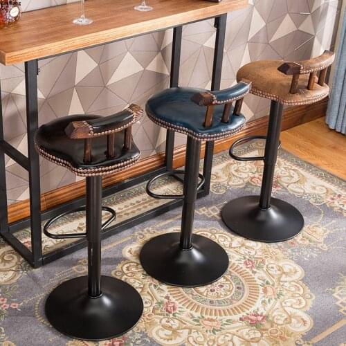 American Bar Stools Antique Wrought Iron Furniture Height Adjustable Rotatable Backrest Barstools Modern Hight Feet Bar Stool