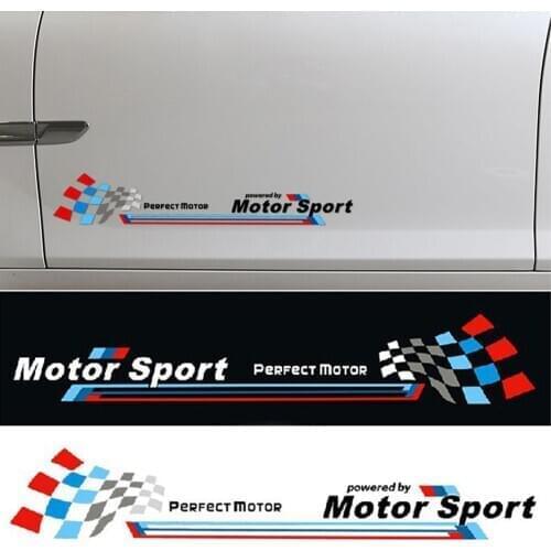 2PCS Car-styling M Racing Skirt Stripe Sticker Motor Sport Side Vinyl Decal For BMW 1 3 5 7 X3 X5 X6 M3 M5 E36 E39 E46 E30