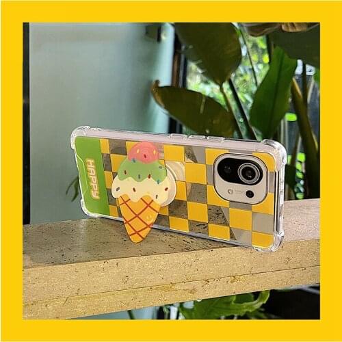 For Xiaomi 11 Ultra Cases Ice Cream Checkerboard Phone Case for Xiaomi Mi11 Plus Conque Cute Phone Holder for Xiaomi Mi11 Case