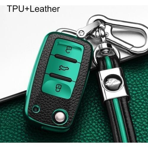 TPU Leather Car Key Case For VW Volkswagen Polo Passat Golf Maggiolino Arteon Fox GLI Gol Skoda SEAT Ibiza Key Protector New