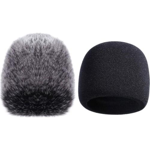 Mic Cover Sponge Microphone Windscreen For Blue Yeti, Yeti Pro Condenser Microphone (Sponge And Furry Windscreen, 2 Pack)