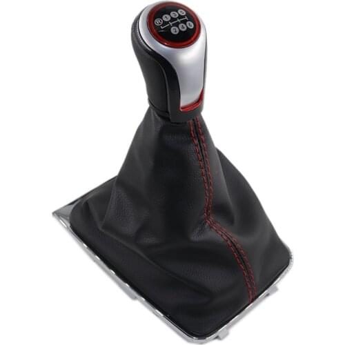 Chrome & Leather Car Shift Gear Knob Lever Gaitor Boot Cover For VW Golf 7 A7 MK7 VII GTI GTD 2013 2014 2015 2016 2017 2018