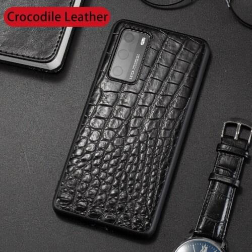 Natural Crocodile Leather Phone Case For Huawei P40 Pro Plus P30 Pro P20 Lite Cases Luxury Alligator Neck Belly Tail Back Cover