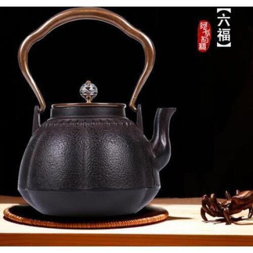 1100ml 1.1L Pumpkin Cast iron Teapot Oxidized Uncoated Kung Fu Tea Health Iron Pot Boiled Tea iron Kettle Free Shipping