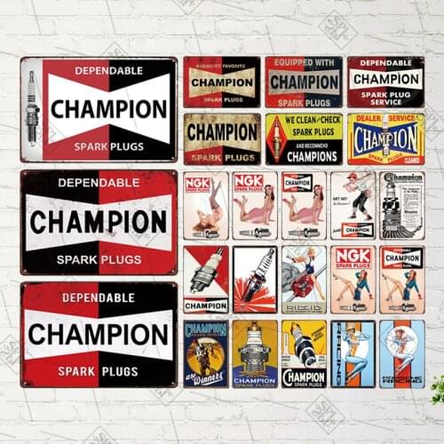 Retro Decorative Card Board GNK Champion Garage Gas Station Wall Sticker Metal Sign Tin Plate Wall Decoration Home Decoration