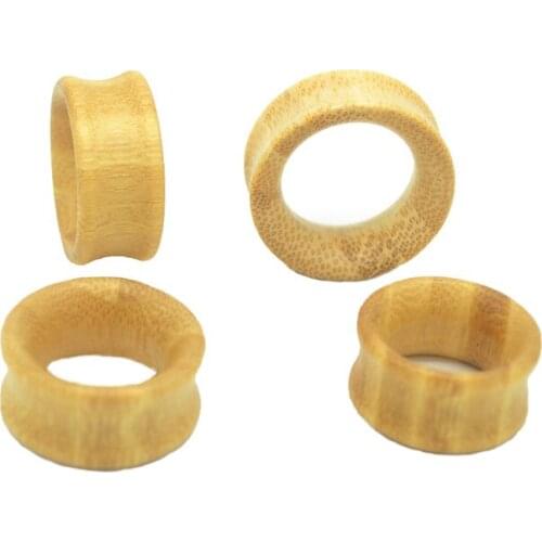 Wood Flesh tunnel Ear Plugs New Style Bamboo Smooth Wooden Ear Stretching Kit Plugs Double Flared Ear Expander Piercing