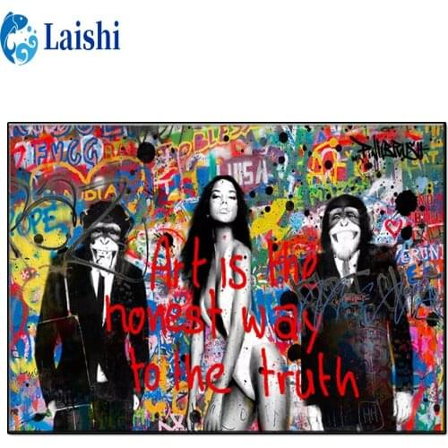 DIY Graffiti art, gorilla Diamond Painting Full Square/Round Drill Diamond Embroidery Cross Stitch Rhinestone Mosaic Home Decor