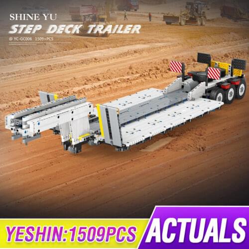 Truck Car Parts Model The Step Deck Trailer 1:10 DIY High-Tech Building Blocks Bricks Fit MOC-29877 Kids Christmas Toys Gifts