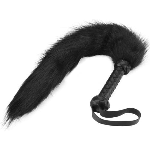 Erotic Products Fox Tail Whip Slave Roleplay Spanking Paddle Braided Handle Sex Whip