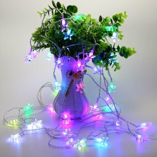 Battery Powered Star String Lights 16ft 50 LED Christmas Decorative Fairy Lights 16 Color Lights Twinkle Lights Party Wedding