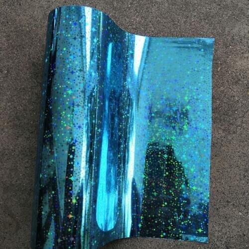 Holographic foil hot stamping foil hot press on paper or plastic sky blue star pattern heat transfer film