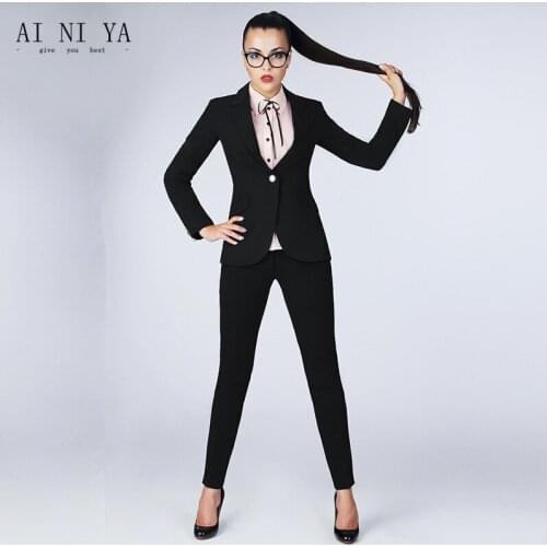 Custom Black Women Business Suits Office Uniform Styles Ladies Elegant Pant Suits Female Forma Work Wear 2 Piece Set Blazers
