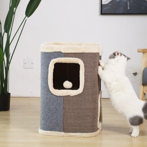 Cat Scratcher Cardboard Cat Scratcher Comfortable And Warm Grinding Claw Nest Pet Double Sisal Scratching Bucket Cat Self-playin