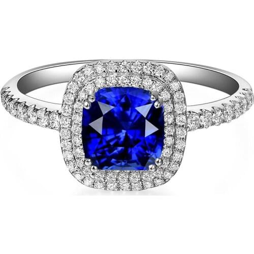 Lab Sapphire Ring Real 925 Sterling Silver Emstone Rings for Women Wedding Engagement Jewelry Gorgeous Promise Anillos Mujer