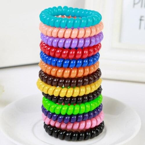 Colorful Hair Plate Tools Telephone Line Elasticity Rubber Headwear Hair Band Donut Bun Maker Former Twist Tool Styling 1Pcs