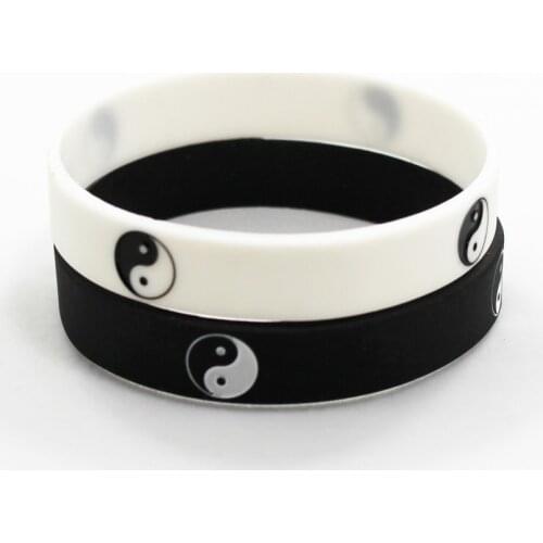 Cool Tai Chi Silicone Wristband Black White Color Sports Rubber Silicone Bracelets&bangles Fashion Jewelry Gifts Hot Sale