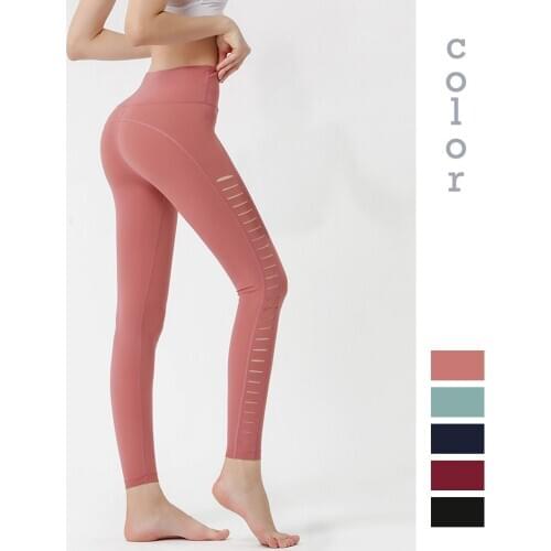 Moonglade Gym Leggings Yoga Pants Sports Fitness Clothes Women Side Hollow Running New Skin-Friendly Hip-Up Quick-drying Solid