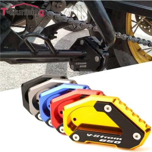 LOGO For SUZUKI V-STROM 650 VSTROM 650/XT DL650 2004-2020 Motorcycle CNC Kickstand Foot Side Stand Extension Pad Support Plate