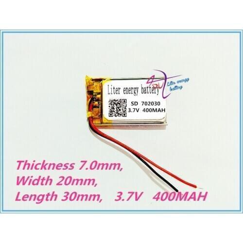 Best battery brand 3.7V lithium polymer battery 072030 702030 3.7V 400MAH MP3 MP4 MP5 Bluetooth voice recorder