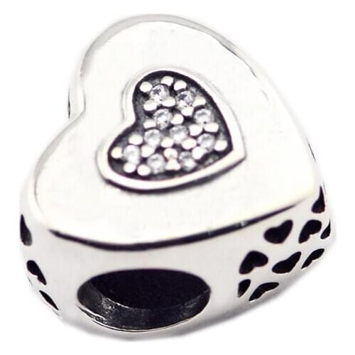 Fashion Jewelry Making Signature Heart Charms Sterling Silver Beads For Woman Fits Original 925 Silver Bracelets