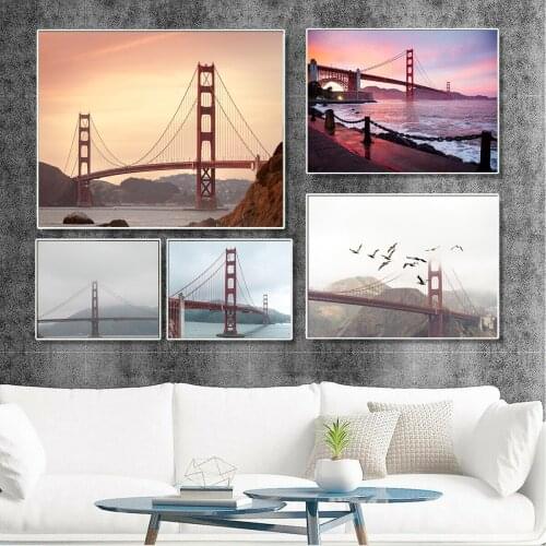 San Francisco Bridge Golden Gate Bridge Hanging Picture Poster Canvas Print Painting Wall Art Living Room Home Decoration