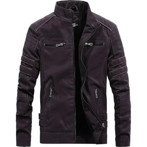 2020 Men Clothing Autumn Winter Warm Outwear Mens Jackets PU Leather Coat Zipper Pocket Long Sleeve Coat Ropa De Hombre