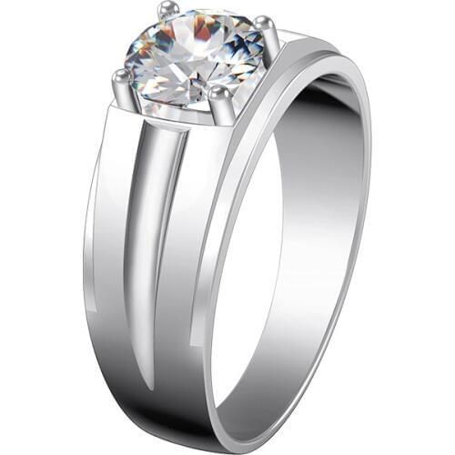 Test Positive Test Positive 1CT 6.5mm G-H Moissanite Diamond Male Ring Vintage Classic 925 Sterling Silver Men Ring