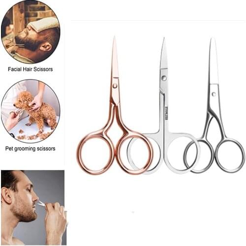 Nose Hair Scissors Facial Hair Scissors Small Scissors Stainless Steel Straight Tip Scissor For EyebrowsNose Moustache Beard