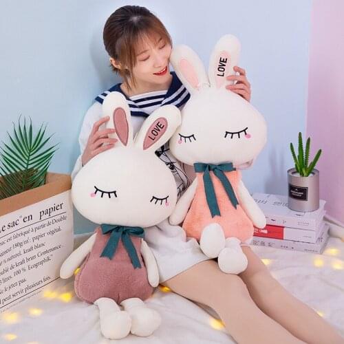 Factory wholesale love rabbit plush toy scarf rabbit doll comforting pillow soft down cotton pillow batch