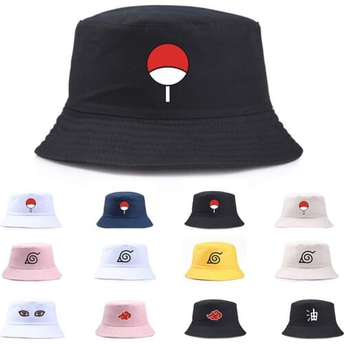 Anime Kiba Ninja Printed Bucket Hats Women And Men Sun Outdoor Fishing Girls Panama Caps Unisex Sunscreen Black Fishermans Hat