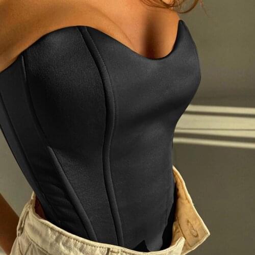 Sexy Womens Tube Top Solid Color Sleeveless Slim Corset Cropped Top 2021 Summer Casual Elegant Women Y2K Top Vest